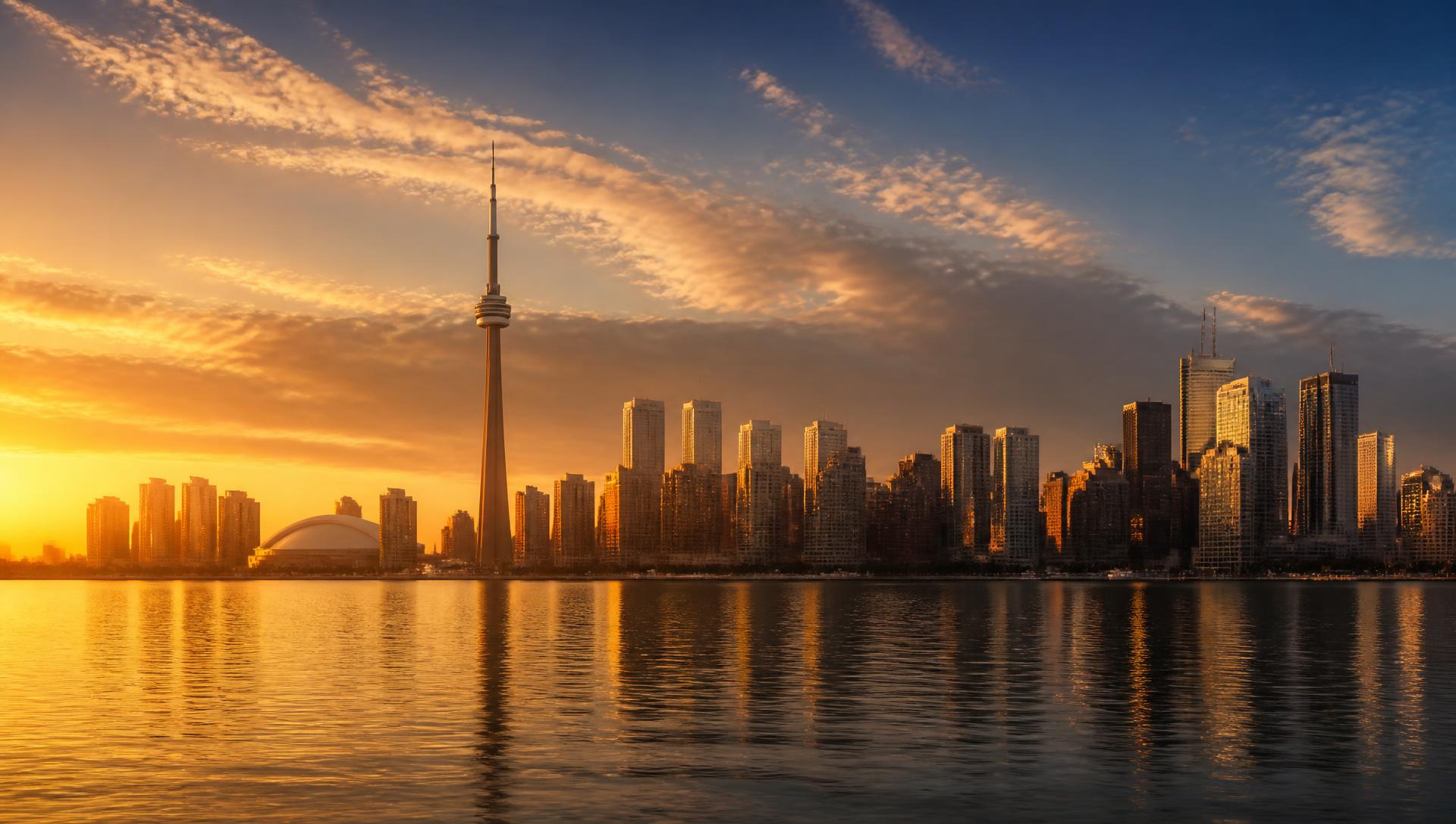 Toronto skyline at golden hour